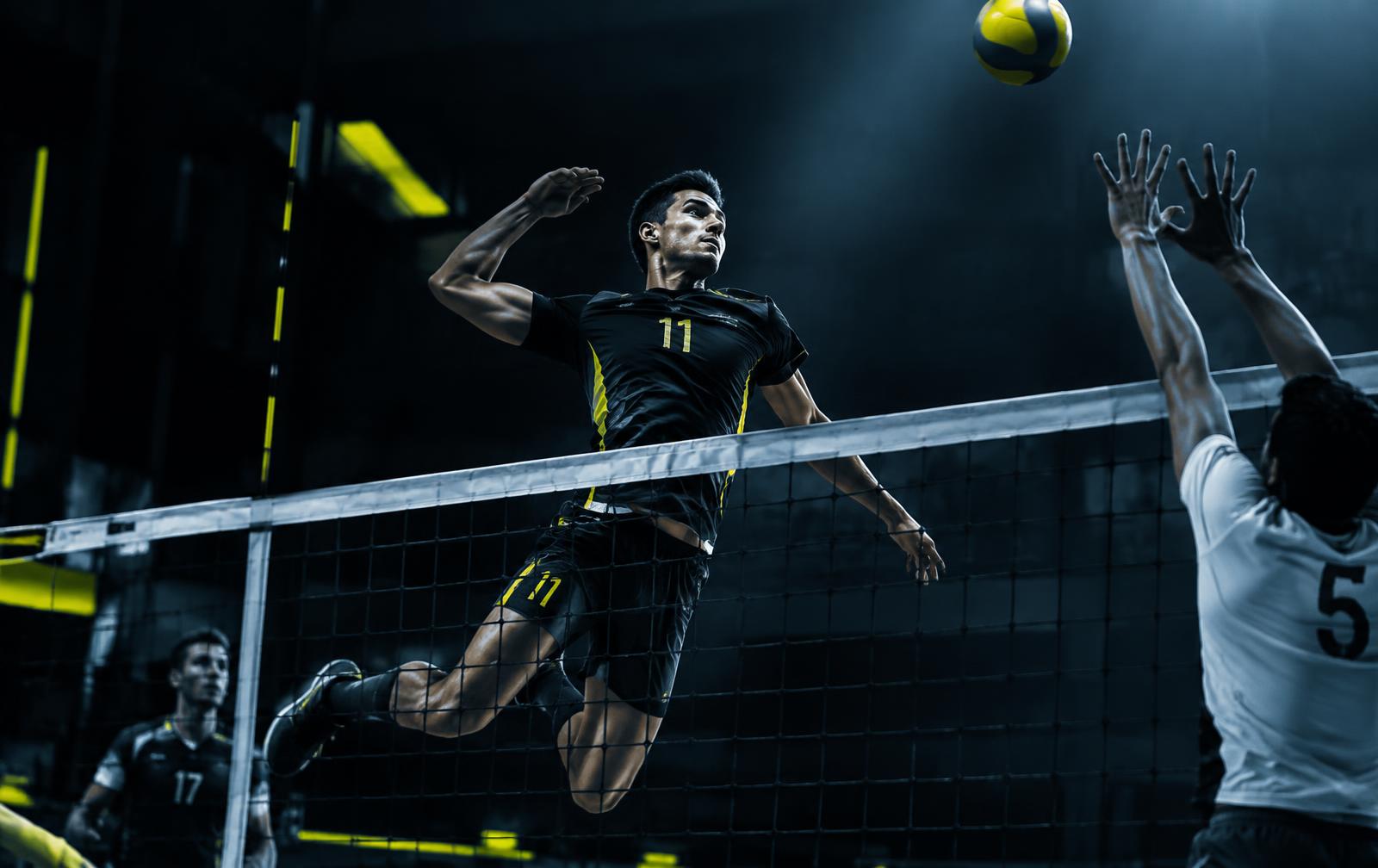 Absolute Zero player spiking at the net